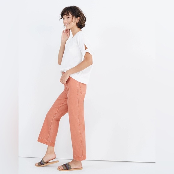 MADEWELL Slim Emmett Wide-Leg Crop Pants coral - Picture 1 of 9